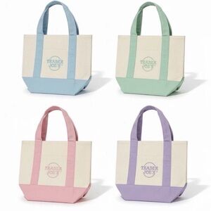 Mini Pastel Canvas Tote Bag - Pink, Blue, Mint, Lavender